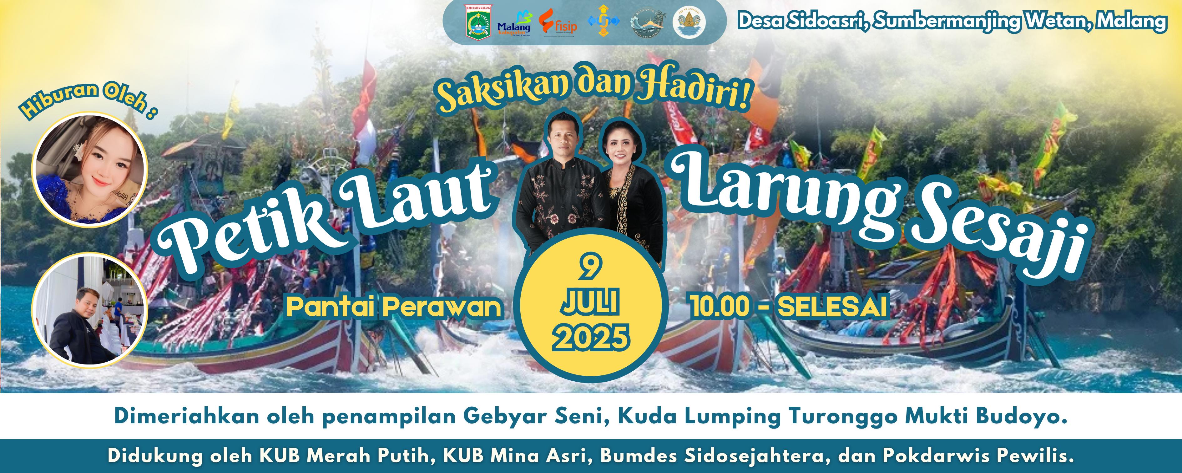 Petik Laut dan Larungan Sesaji dalam rangka  meriahkan HUT RI ke-80 dan HUT Desa Sidoasri ke-18